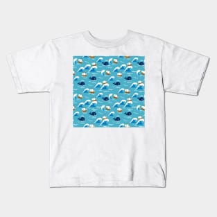 Move with the Sea Waves Pattern T-Shirt Kids T-Shirt